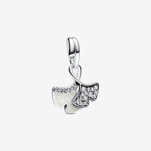 Pandora Double Gingko Leaves Sparkling Dangle Charm